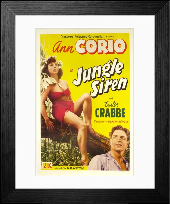 Framed Print : JUNGLE SIREN, from left: Ann Corio, Buster Crabbe, 1942