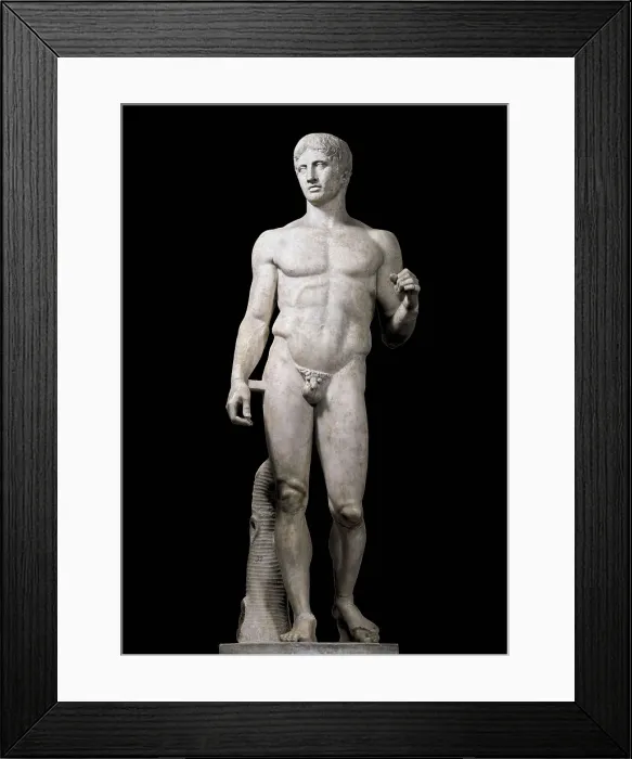 Framed Print : POLYCLITUS 5th c. BC). Doryphoros. 440 - 430 BC. Roman copy (1st c.). Roman art. Early Empire. ; Classical Greek art. Sculpture on marble. ITALY. Naples Framed Print : POLYCLITUS 5th c. BC). Doryphoros. 440 - 430 BC. Roman copy (1st c.). Roman art. Early Empire. ; Classical Greek art. Sculpture on marble. ITALY. Naples