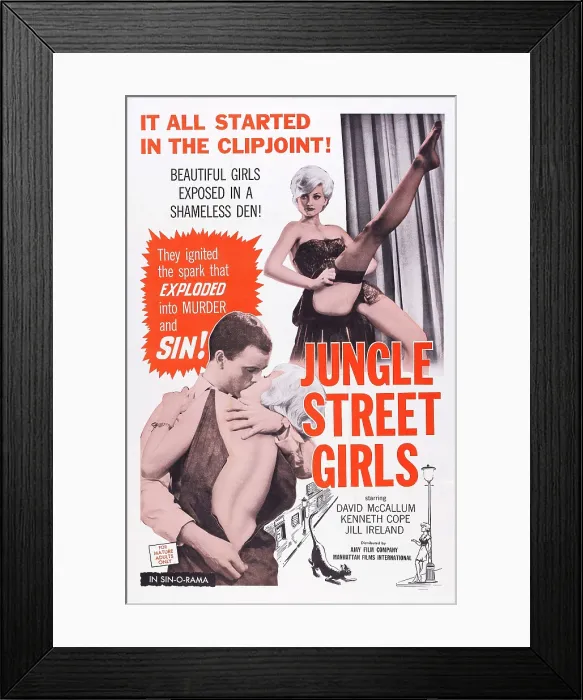 Framed Print : JUNGLE STREET, (aka JUNGLE STREET GIRLS), US poster, Jill Ireland (top), 1960