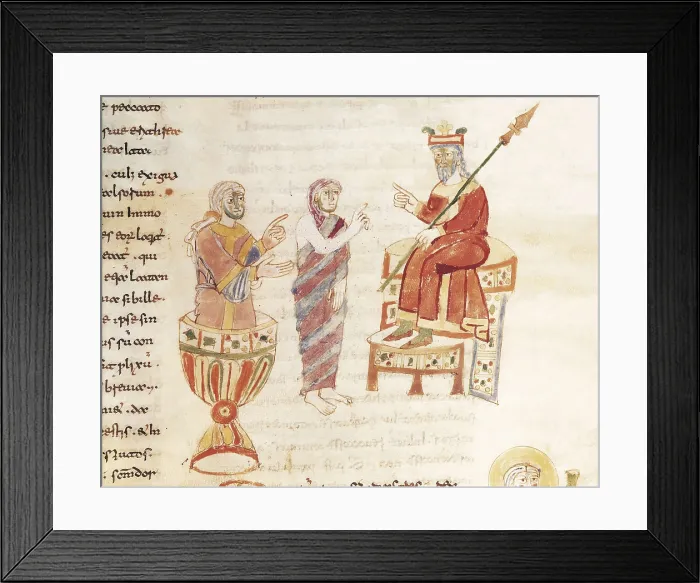 Framed Print : RABANUS, Maurus (c. 780 - 856). De Universo (9th c.). The Magician. Romanesque edition of the original Carolingian manuscript. Romanesque art. Miniature Painting. ITALY. Cassino Framed Print : RABANUS, Maurus (c. 780 - 856). De Universo (9th c.). The Magician. Romanesque edition of the original Carolingian manuscript. Romanesque art. Miniature Painting. ITALY. Cassino