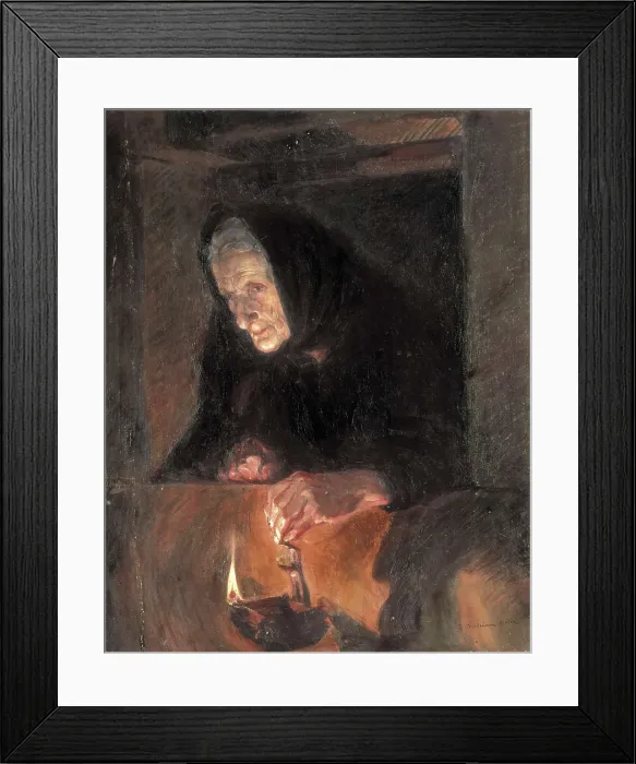 Framed Print : BENLLIURE ORTIZ, Jos (1884-1916). The Oil Lamp Old Woman. Oil on canvas. SPAIN. Valencia. San Pio V Fine Arts Museum. AISA / Everett Collection**US SALES ONLY**