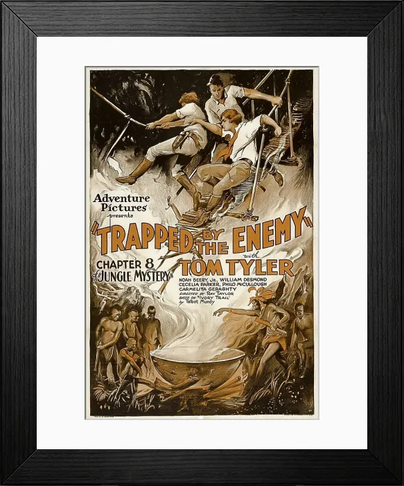 Framed Print : JUNGLE MYSTERIES, top right: Tom Tyler in Chapter 8: Trapped By The Enemy, 1932