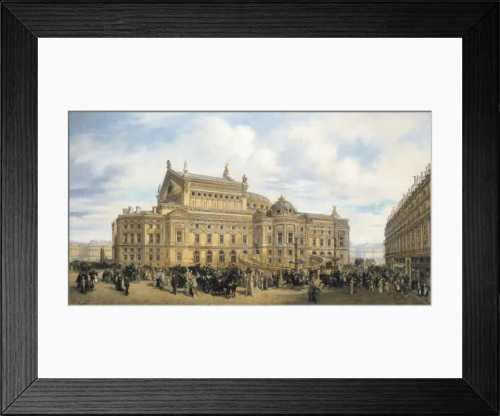 Framed Print : The Paris Opera, building by Charles Garnier, seen from the Auber street. Oil on canvas. FRANCE. Paris. Muse Carnavalet (Carnavalet Museum)