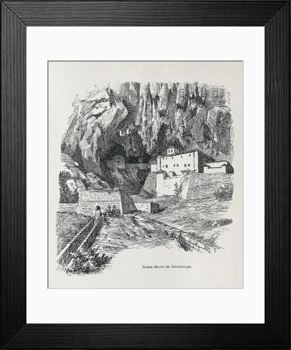 Framed Print : Covadonga. Hermitage of Santa Mara. Engraving. SPAIN. Zaragoza. Academia General Militar (General Military Academy). AISA / Everett Collection**US SALES ONLY** Framed Print : Covadonga. Hermitage of Santa Mara. Engraving. SPAIN. Zaragoza. Academia General Militar (General Military Academy). AISA / Everett Collection**US SALES ONLY**