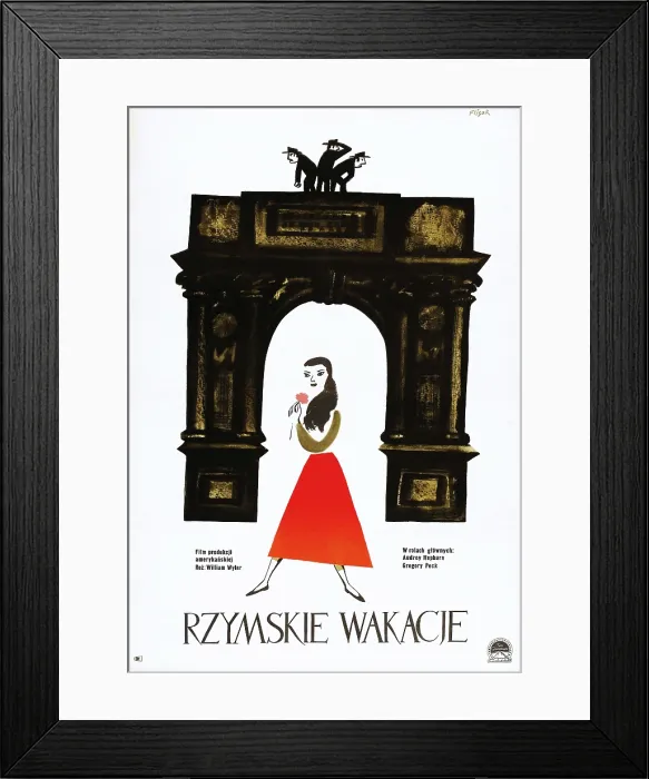 Framed Print : ROMAN HOLIDAY, (aka RZYMSKIE WAKACJE), Polish poster art, 1953