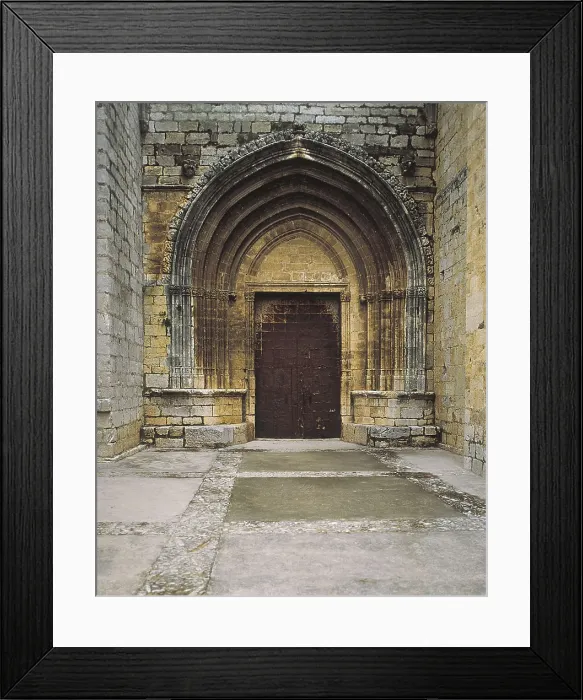 Framed Print : SPAIN. VALENCIA. CASTELLON. Sant Mateu. Gothic faade of the Archpriestal church, building of the 14th c. with some romanesque elements. Gothic art. Architecture