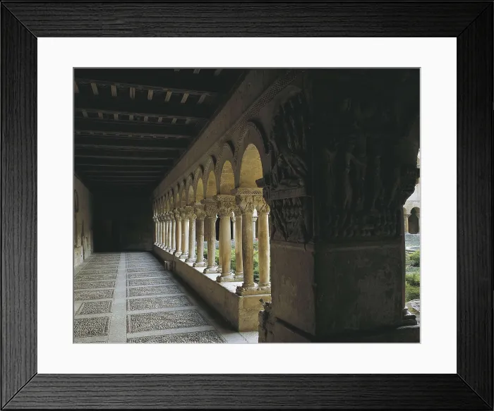 Framed Print : Monastery of Santo Domingo de Silos. s.XI-s.XII. SPAIN. CASTILE AND LEON. BURGOS. Santo Domingo de Silos. Monastery of Santo Domingo (St. Dominic). Easter gallery of the cloister