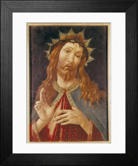 Framed Print : BOTTICELLI, Alessandro di Mariano dei Filipepi, also called Sandro (1445-1510). Jesus The Redeemer. c. 1500. Renaissance art. Quattrocento. Florentine school. Tempera on wood