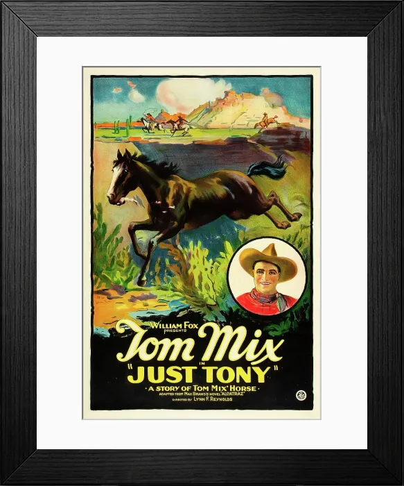 Framed Print : JUST TONY, Tony the Wonder Horse, inset: Tom Mix on US poster art, 1922, TM and Copyright 20th Century Fox Film Corp. All rights reserved. / courtesy Everett Collection
