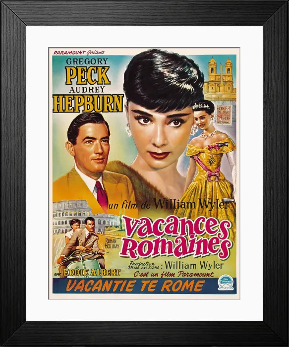 Framed Print : ROMAN HOLIDAY, from left, Gregory Peck, Audrey Hepburn, 1953