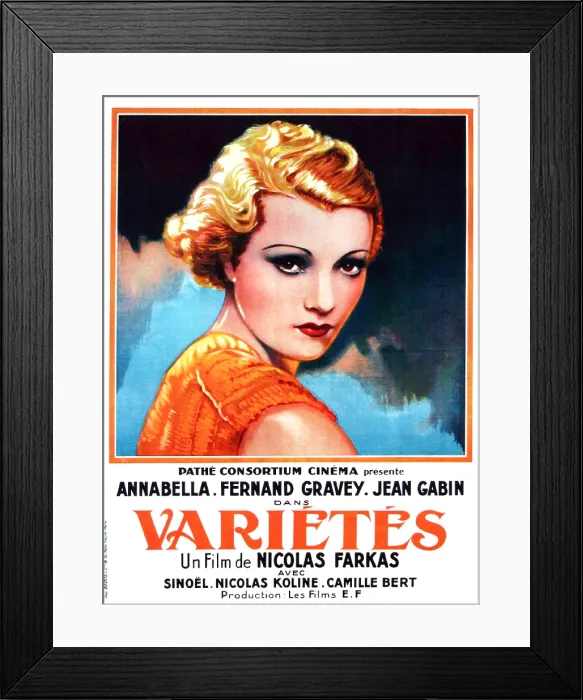 Framed Print : VARIETES, French poster art, Annabella, 1935
