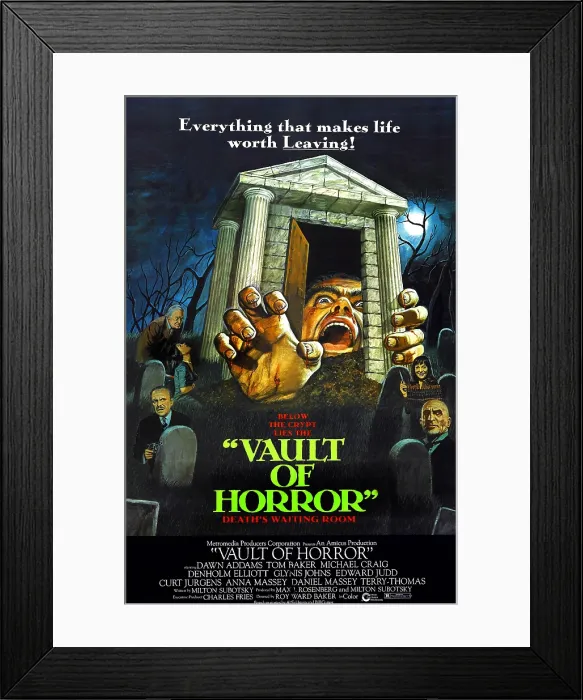 Framed Print : THE VAULT OF HORROR, center right: Anna Massey, bottom left: Terry-Thomas on poster art, 1973