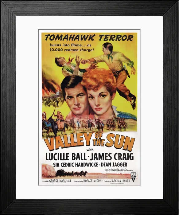 Framed Print : VALLEY OF THE SUN, US poster art, from left: James Craig, Lucille Ball, 1942