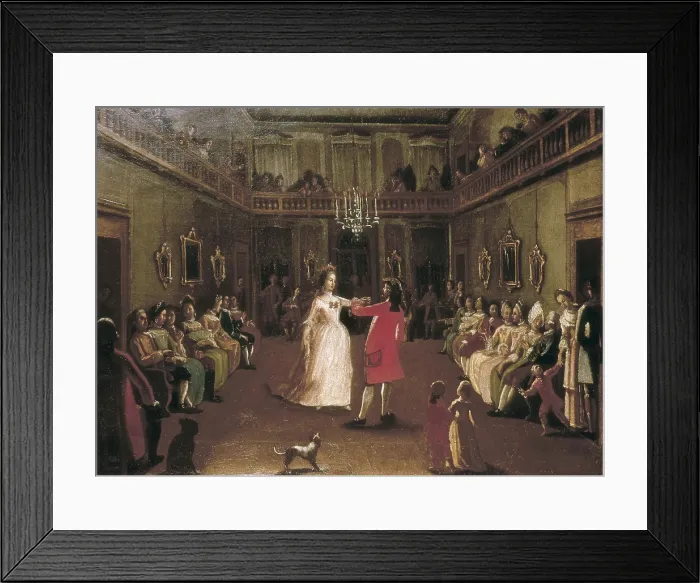 Framed Print : Dance. Anonymous artist. Venetian School. Oil on canvas. ITALY. Venice. Musei Civici Veneziani - Casa di Carlo Goldoni (Venetian Civic Museum - House of Carlo Goldoni)