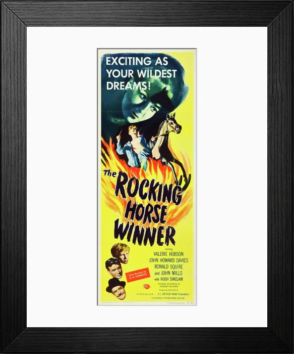 Framed Print : THE ROCKING HORSE WINNER, from top: Valerie Hobson, John Howard Davies, John Mills, Ronald Squire on insert poster, 1950