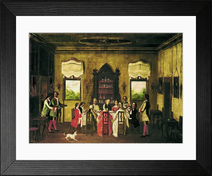 Framed Print : ITALY. Venice. Musei Civici Veneziani - Casa di Carlo Goldoni (Venetian Civic Museum - House of Carlo Goldoni). Meal of Venetian patrices (17th c.). Work of anonymous author Framed Print : ITALY. Venice. Musei Civici Veneziani - Casa di Carlo Goldoni (Venetian Civic Museum - House of Carlo Goldoni). Meal of Venetian patrices (17th c.). Work of anonymous author