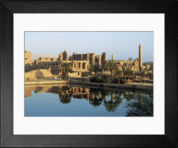Framed Print : Great Temple of Amon-Re. 16th-4th c. BC. EGYPT. QUENA. Karnak. Thebes. Temple of Amon - Ra. Karnak Temple Complex and Sacred Lake (foreground). Egyptian art. New Kingdom Framed Print : Great Temple of Amon-Re. 16th-4th c. BC. EGYPT. QUENA. Karnak. Thebes. Temple of Amon - Ra. Karnak Temple Complex and Sacred Lake (foreground). Egyptian art. New Kingdom