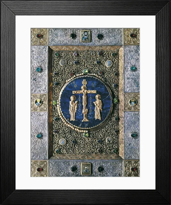 Framed Print : Evangeliarium. 12th c. Gold-plated evangeliary with inlaids of precious stones. Middle Byzantine art. Decorative Arts. ITALY. Venice. Treasure of st. Mark's Basilica Framed Print : Evangeliarium. 12th c. Gold-plated evangeliary with inlaids of precious stones. Middle Byzantine art. Decorative Arts. ITALY. Venice. Treasure of st. Mark's Basilica