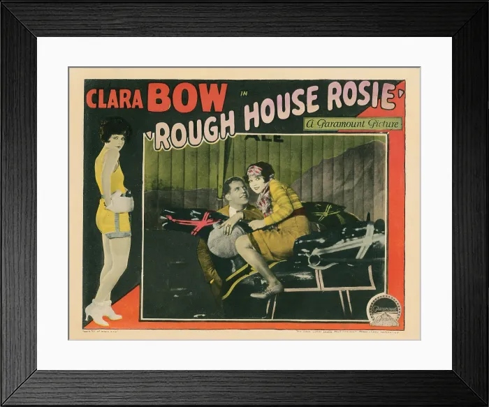 Framed Print : ROUGH HOUSE ROSIE, lobbycard, Clara Bow (left and right), Reed Howes (center), 1927 Framed Print : ROUGH HOUSE ROSIE, lobbycard, Clara Bow (left and right), Reed Howes (center), 1927