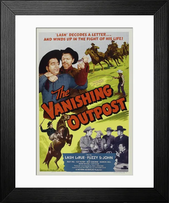 Framed Print : THE VANISHING OUTPOST, US poster, Lash La Rue, (top left), Fuzzy St. John, (bottom, fourth from right) 1951