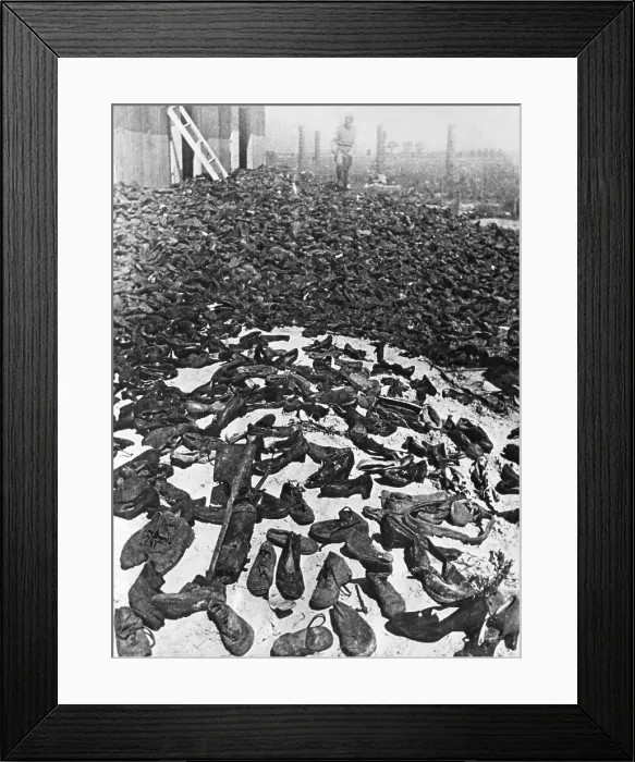 Framed Print : Shoes taken from Jews at Belzec, Sobibor, and Treblinka II killing centers stored at Lublin / Majdanek Framed Print : Shoes taken from Jews at Belzec, Sobibor, and Treblinka II killing centers stored at Lublin / Majdanek