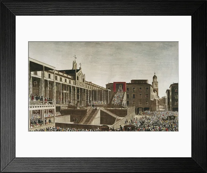 Framed Print : Spain (18th c.). Inquisition. Auto-da-Fe in Valladolid. Engraving by Hulke and Scwart. Litography. AISA / Everett Collection**US SALES ONLY**