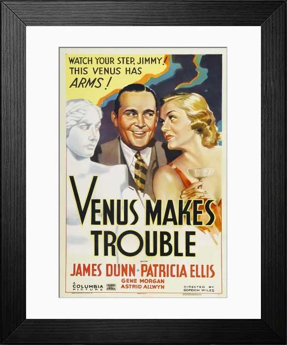 Framed Print : VENUS MAKES TROUBLE, from left: James Dunn, Patricia Ellis, 1937
