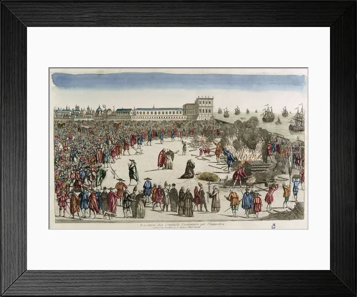 Framed Print : Spain. Execution of the criminals by the Inquisition. Engraving. SPAIN. Madrid. National Library. AISA / Everett Collection**US SALES ONLY** Framed Print : Spain. Execution of the criminals by the Inquisition. Engraving. SPAIN. Madrid. National Library. AISA / Everett Collection**US SALES ONLY**