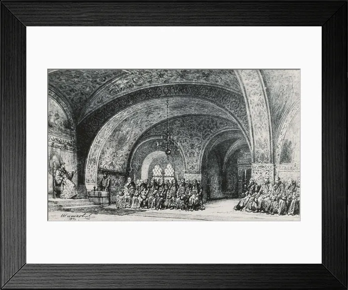 Framed Print : RUSSIA. Saint Petersburg. Sketch for the theatre performance of Pushkin's drama 'Boris Godunov' at the alexandrine Theatre of St. Petersburg in 1870