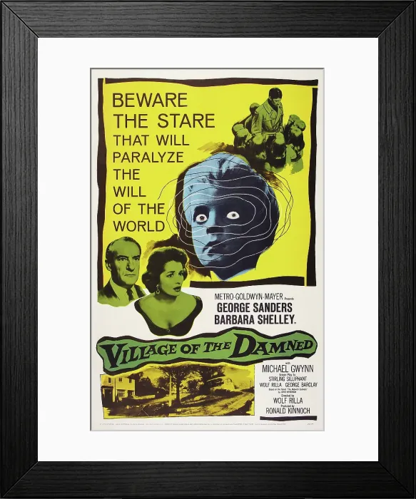 Framed Print : VILLAGE OF THE DAMNED, US poster art, from left: George Sanders, Barbara Shelley, 1960