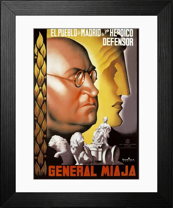 Framed Print : Spanish Civil War (1936-1939). 'El pueblo de Madrid a su heroico defensor general Miaja' (The people of Madrid to his heroic defender general Miaja)
