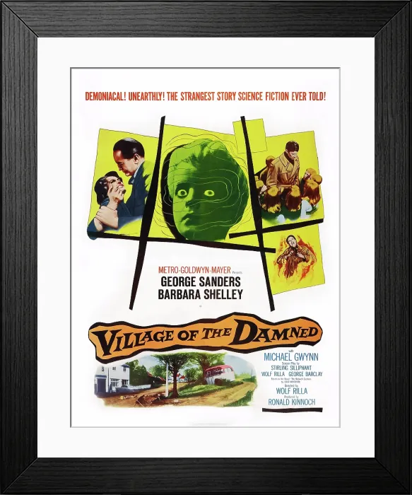 Framed Print : VILLAGE OF THE DAMNED, US poster art, top left inset: Barbara Shelley, George Sanders, 1960 Framed Print : VILLAGE OF THE DAMNED, US poster art, top left inset: Barbara Shelley, George Sanders, 1960