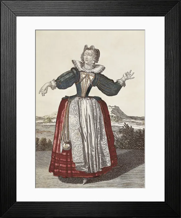 Framed Print : Lady Raderzonde, character from the Commedia dell'Arte. Xylography. FRANCE. Paris. Muse Carnavalet (Carnavalet Museum). AISA / Everett Collection**US SALES ONLY**