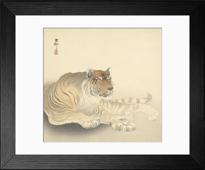 Framed Print : Resting Tiger, by Ohara Koson and Matsuki Heikichi, c. 1900-30, Japanese print, woodcut, (BSLOC_2016_1_239) Framed Print : Resting Tiger, by Ohara Koson and Matsuki Heikichi, c. 1900-30, Japanese print, woodcut, (BSLOC_2016_1_239)