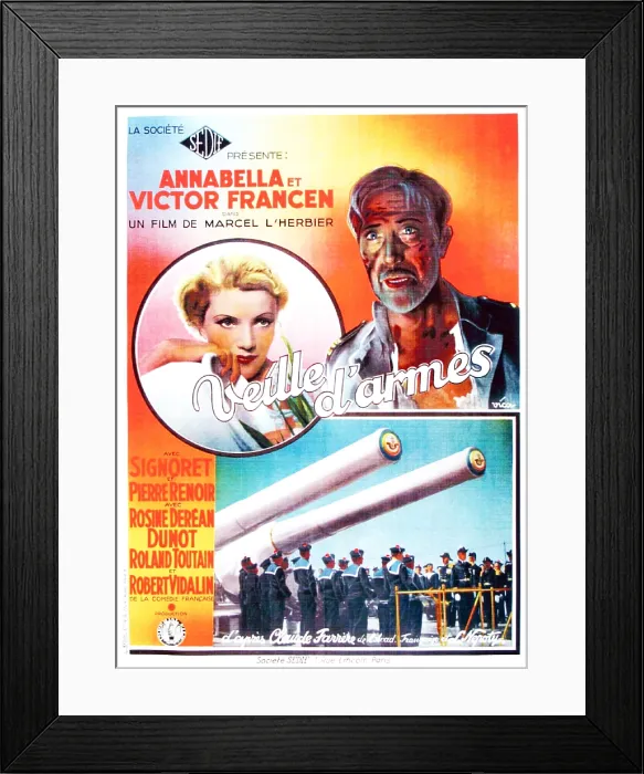 Framed Print : VEILLE D'ARMES, (aka SACRIFICE D'HONNEUR, aka SACRIFICE OF HONOR), French poster art, from left: Annabella, Victor Francen, 1935