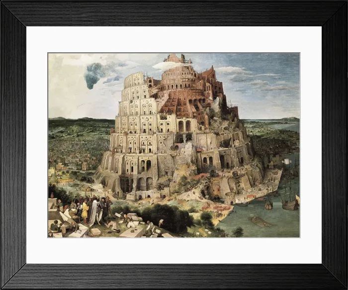 Framed Print : Breugel, Pieter, The Elder, called 'Peasant Bruegel' (1525-1569). The Tower of Babel. 1563. Work belonging to the art collection of Rudolf II. Flemish art. Oil on wood