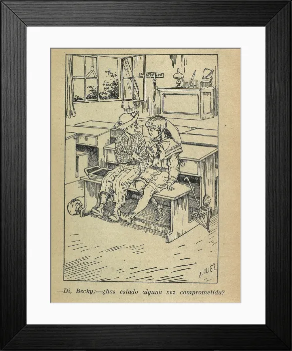Framed Print : TWAIN, Samuel Langhorne Clemens, also called Mark (1835-1910). Illustration of Mark Twain's work 'The Adventures of Tom Sawyer' Framed Print : TWAIN, Samuel Langhorne Clemens, also called Mark (1835-1910). Illustration of Mark Twain's work 'The Adventures of Tom Sawyer'