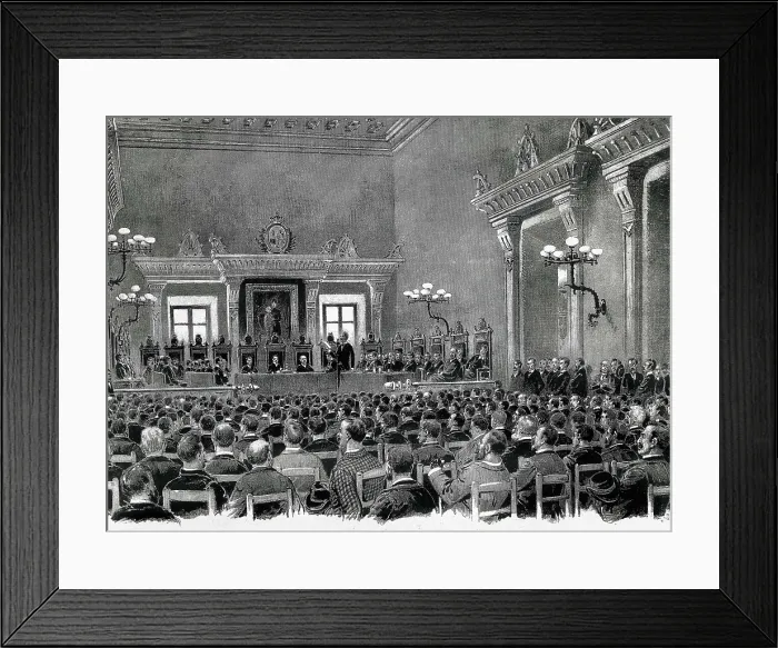 Framed Print : Spain (1892). Bases de Manresa, catalanist asesembly gathered togheter at the City Hall of Manresa, which wrote the Basis for the Catalan Regional Constitution Framed Print : Spain (1892). Bases de Manresa, catalanist asesembly gathered togheter at the City Hall of Manresa, which wrote the Basis for the Catalan Regional Constitution