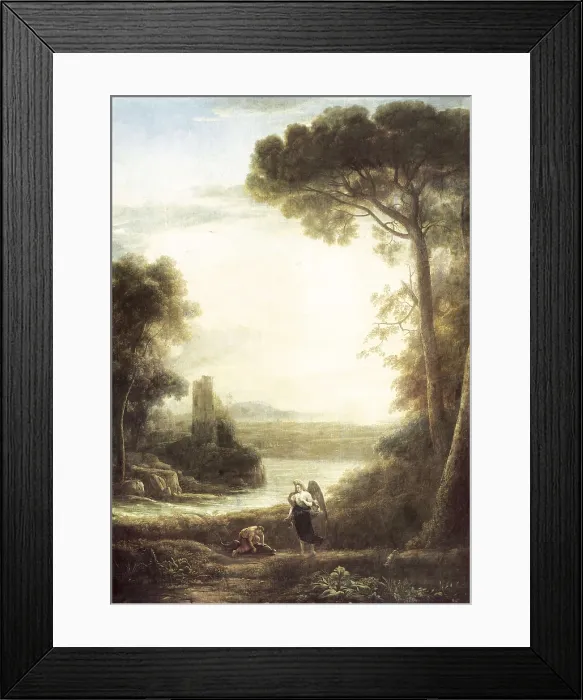 Framed Print : Claude Lorrain (1600-1682). Landscape with the Archangel Raphael and Tobias. ca. 1637 - ca. 1639. Baroque art. Oil on canvas. SPAIN. Madrid. Prado Museum Framed Print : Claude Lorrain (1600-1682). Landscape with the Archangel Raphael and Tobias. ca. 1637 - ca. 1639. Baroque art. Oil on canvas. SPAIN. Madrid. Prado Museum