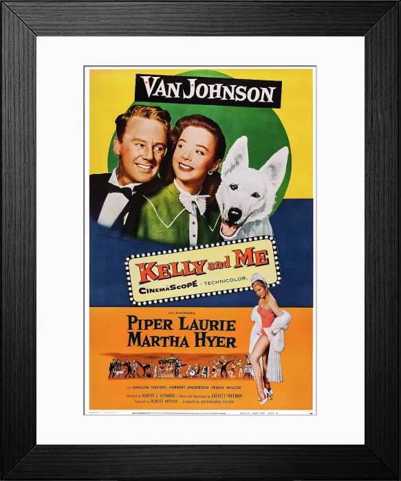 Framed Print : KELLY AND ME, US poster art, from top left: Van Johnson, Piper Laurie, Martha Hyer, 1957 Framed Print : KELLY AND ME, US poster art, from top left: Van Johnson, Piper Laurie, Martha Hyer, 1957
