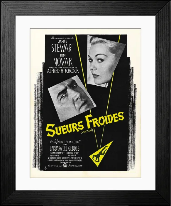 Framed Print : VERTIGO, (aka SUEURS FROIDES), left to right: James Stewart, Kim Novak, 1958 Framed Print : VERTIGO, (aka SUEURS FROIDES), left to right: James Stewart, Kim Novak, 1958