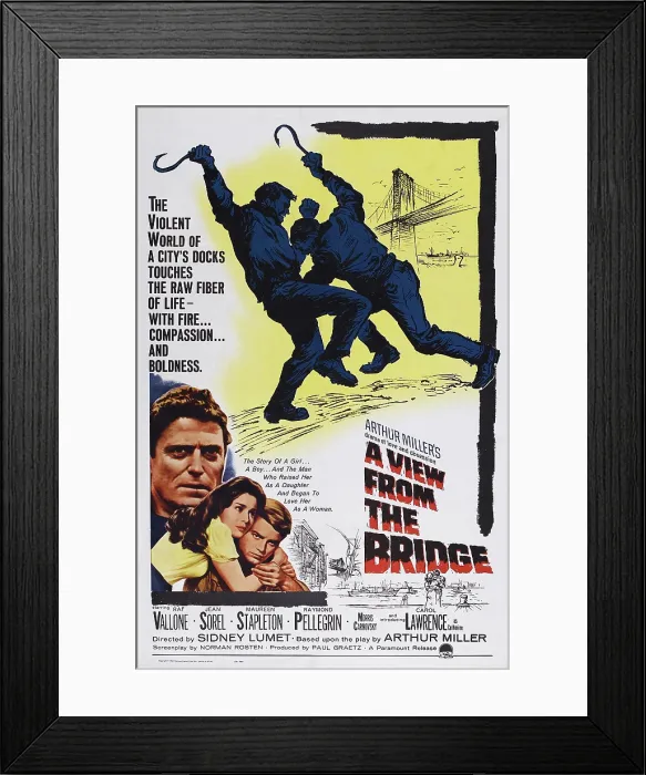 Framed Print : A VIEW FROM THE BRIDGE, (aka VU DU PONT), US poster art, from left: Raf Vallone, Carol Lawrence, Jean Sorel, 1962 Framed Print : A VIEW FROM THE BRIDGE, (aka VU DU PONT), US poster art, from left: Raf Vallone, Carol Lawrence, Jean Sorel, 1962