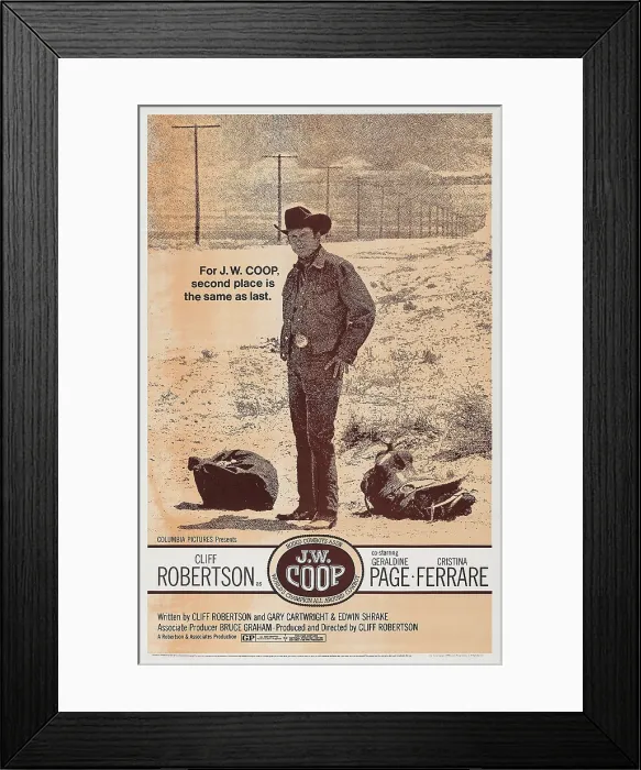 Framed Print : J.W. COOP, US poster, Cliff Robertson, 1971 Framed Print : J.W. COOP, US poster, Cliff Robertson, 1971