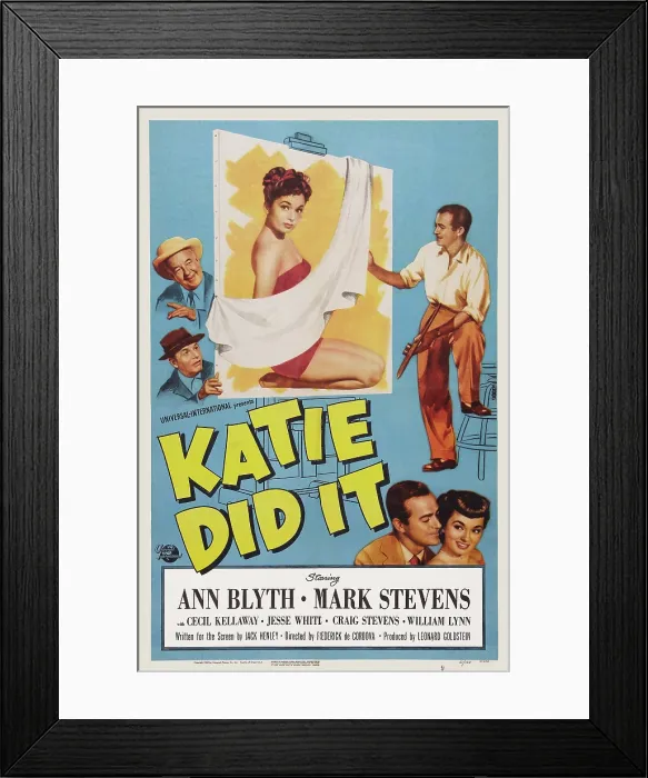 Framed Print : KATIE DID IT, US poster art, top left: Cecil Kellaway, bottom right: Mark Stevens, Ann Blyth, 1951