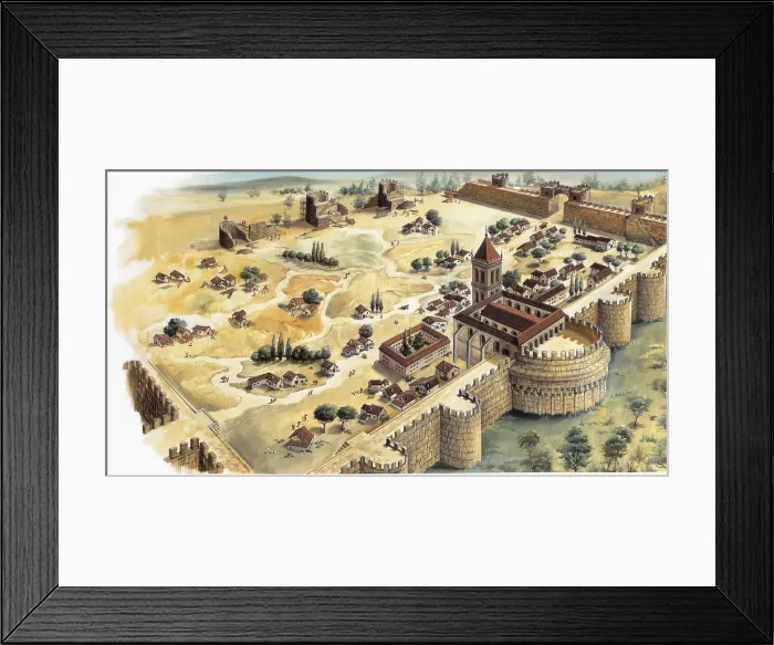 Framed Print : Medieval city under construction. Litography. AISA / Everett Collection**US SALES ONLY**