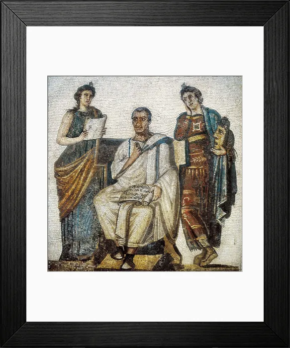 Framed Print : Virgil and the Muses. 3rd c. Roman art. Mosaic. TUNISIA. Tunis. Bardo Museum. Proc: TUNISIA. Sousse. Hadrumetum. AISA / Everett Collection**US SALES ONLY**