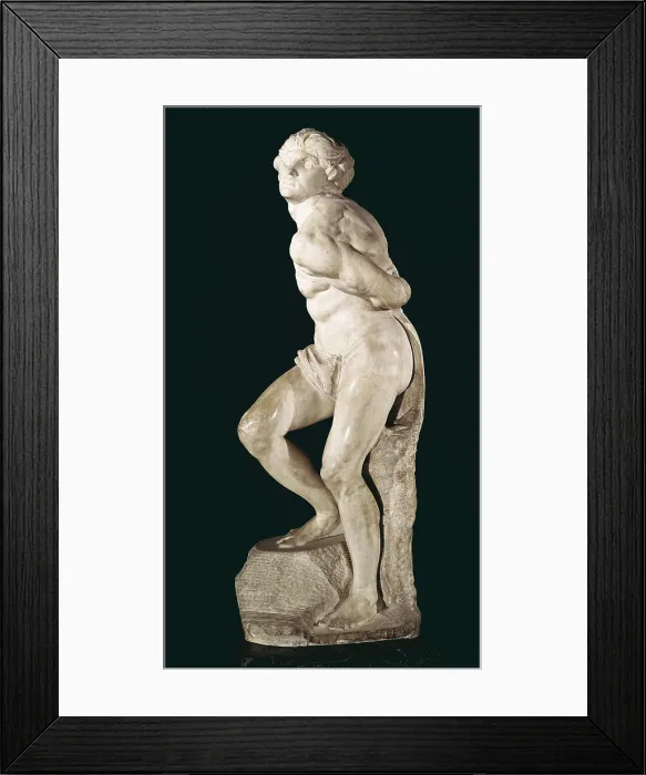 Framed Print : Michelangelo (1475-1564). The Rebellious Slave. 1514 - 1517. Renaissance art. Cinquecento. Sculpture on marble. FRANCE. Paris. Louvre Museum