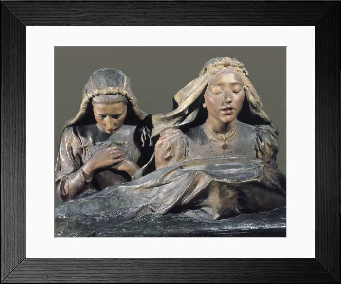 Framed Print : LLIMONA i BRUGUERA, Josep (1864-1934). First Holy Communion. 1897. Sculpture in polychrome paste. Modernism. Sculpture in the round. SPAIN. Barcelona