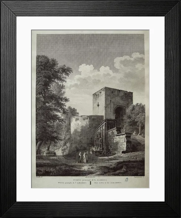Framed Print : Spain (19th c.). Granada. Main gate of the Alhambra. Etching. SPAIN. Madrid. National Library. AISA / Everett Collection**US SALES ONLY**