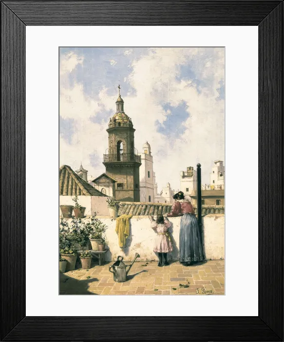 Framed Print : PEREZ SIGUIMBOSCUM, Jos (19th century). Terraced roof in Cdiz. end 19th c. Oil on canvas. SPAIN. Cdiz. Cadiz Provincial Museum. AISA / Everett Collection**US SALES ONLY**
